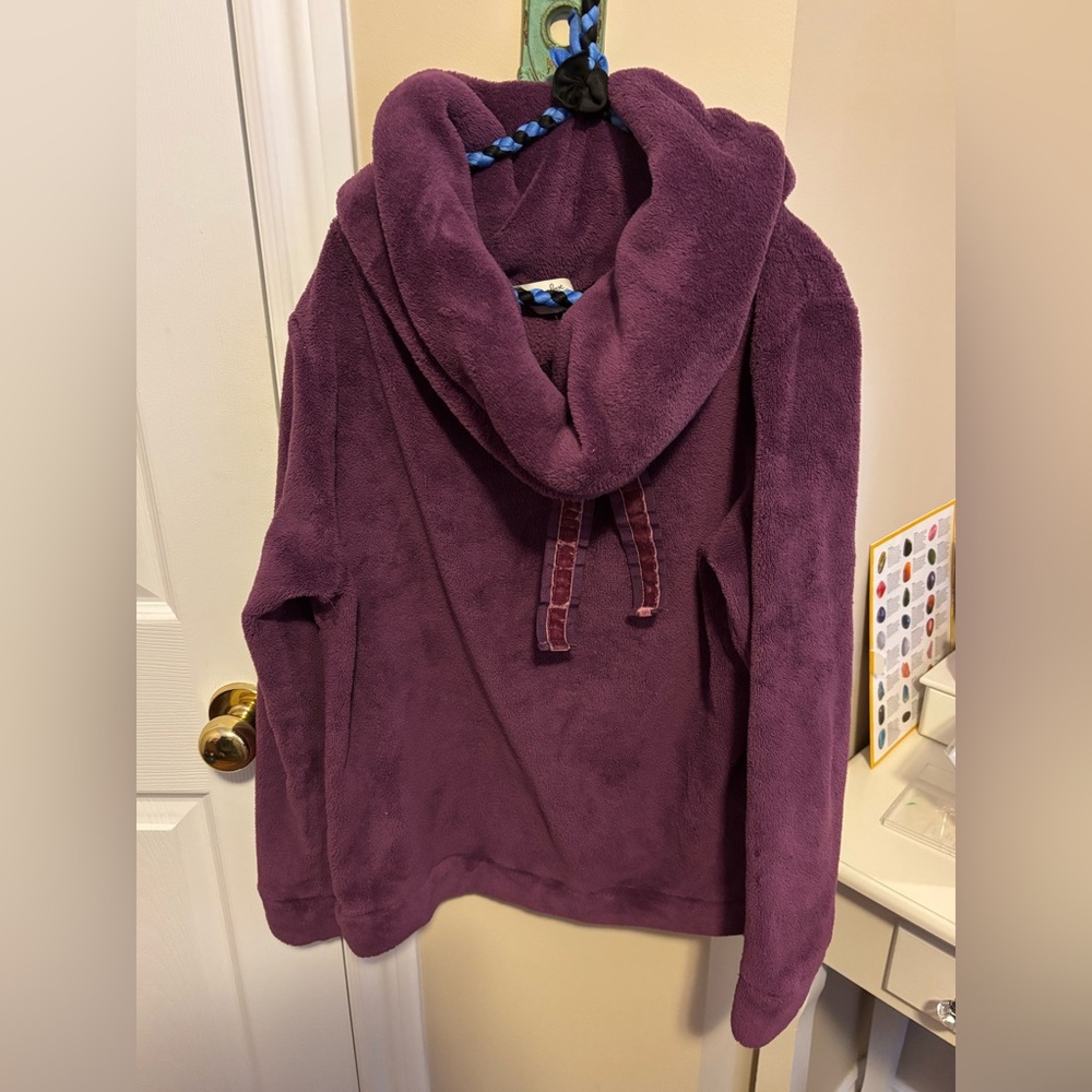 Plush Purple Hoodie with Drawstrings